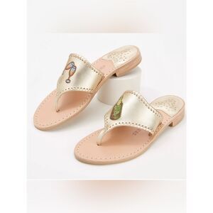 Jack Rogers Classic Jack Sandals Bubbly Embroidered Champagne Sandals 10